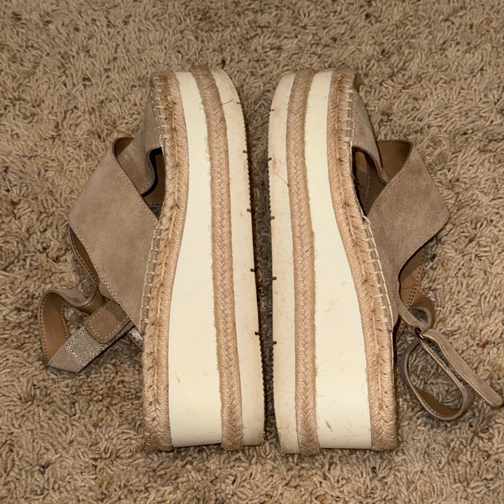 EUC Marc Fisher Gandy Platform Suede Leather Espadrille Sandal Size 9 - Picture 4 of 10
